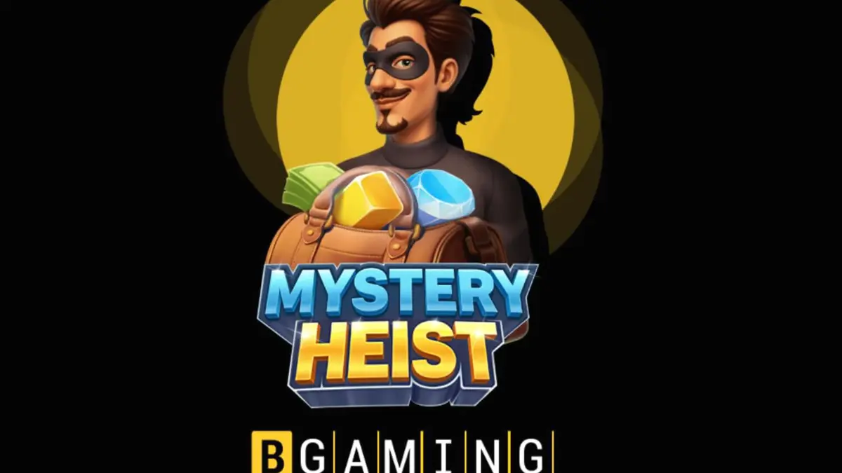 Tampilan visual slot Mystery Heist dengan tema brankas dan perampokan